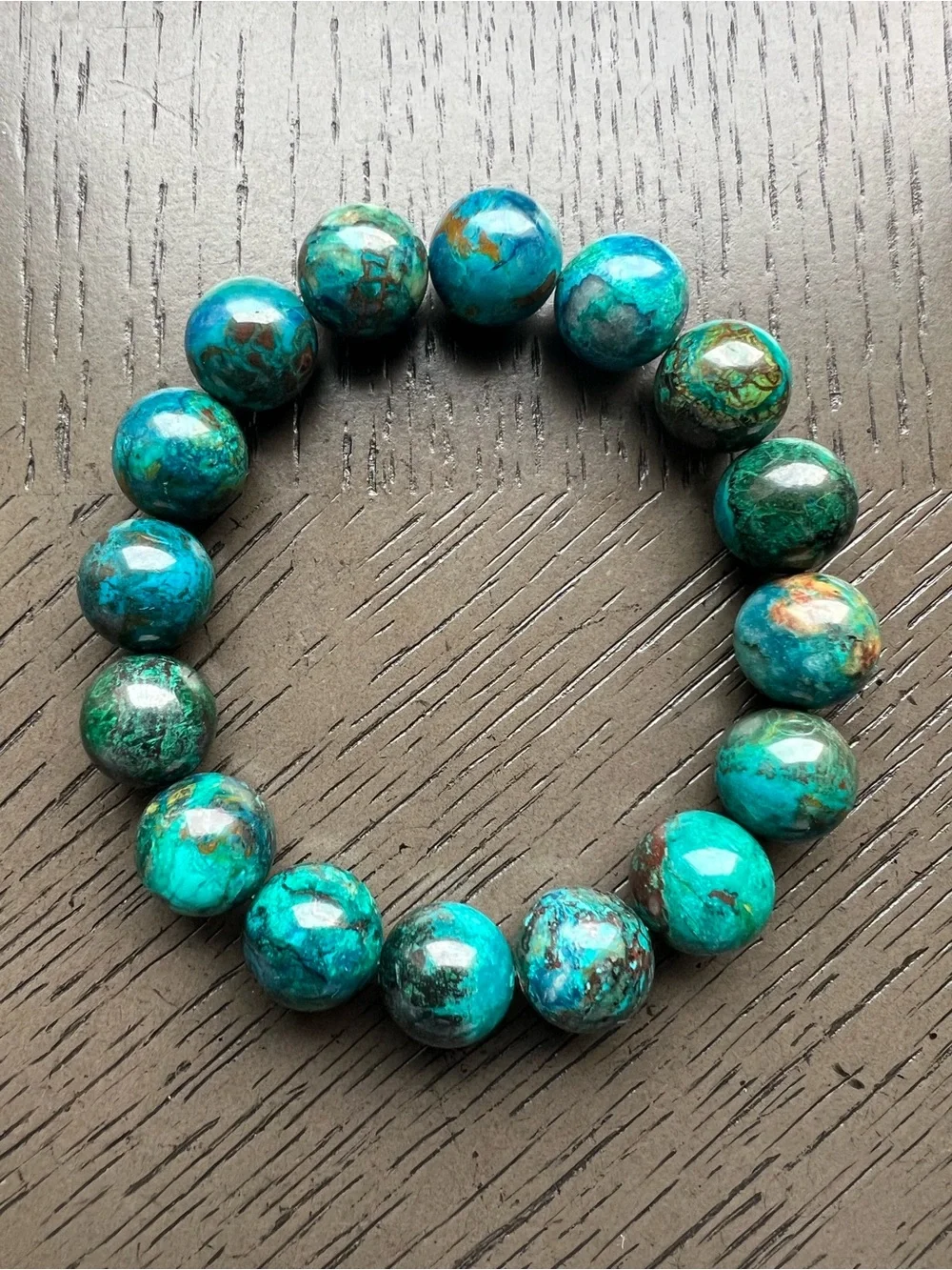 HQ Chrysocolla bracelet 13mm SIZE 7’
